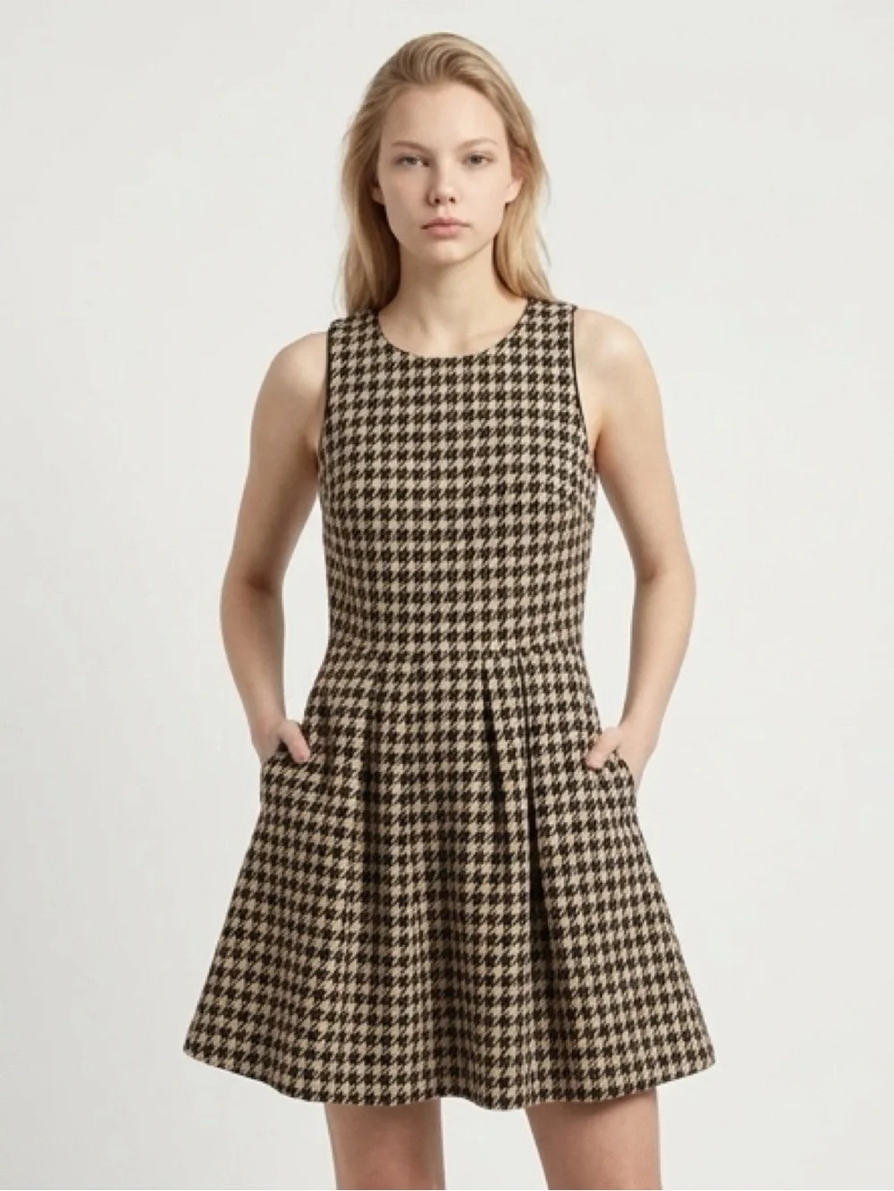 christian dior short dresses Short Macrocannage Dress Beige and Black Tweed